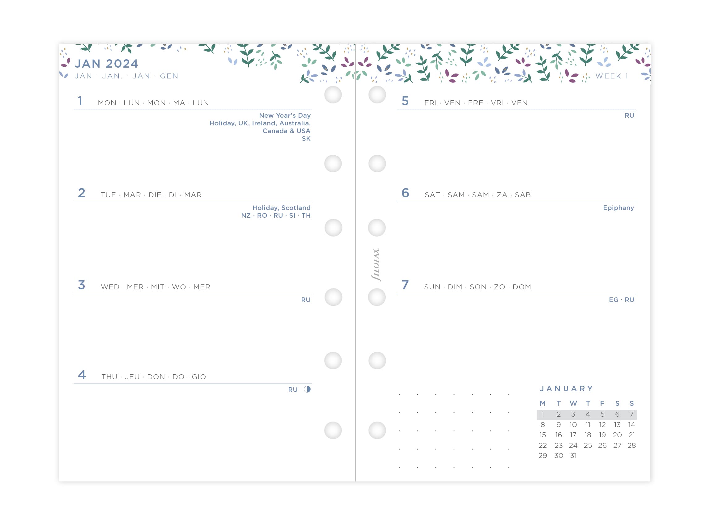 Filofax Pocket Garden week to view 2024 diary