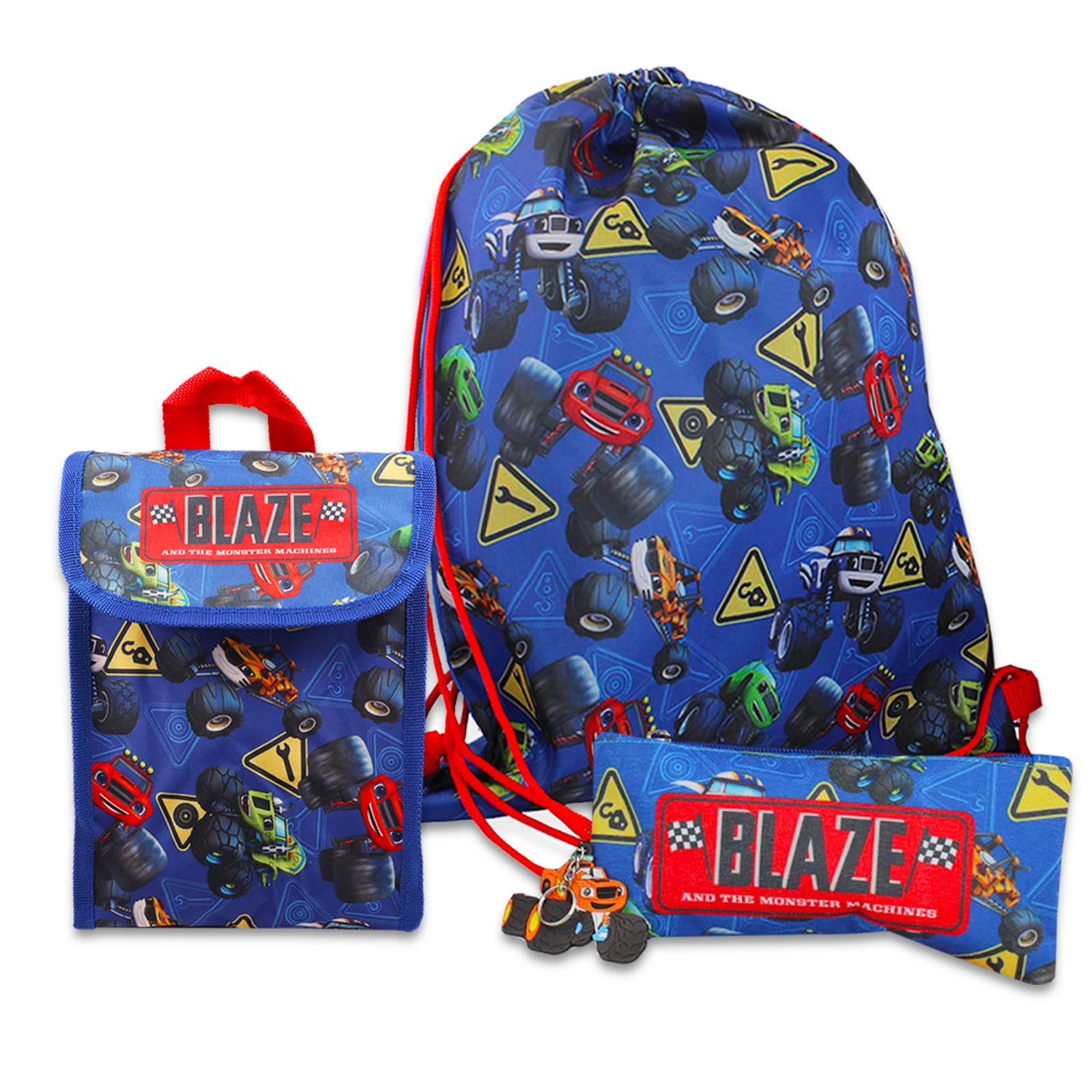 Blaze and the Monster Machines Backpack Set - Bundle with Blaze Backpack, Lunch Box, Drawstring Bag, Pencil Case, Stickers, More | Blaze School Supplies