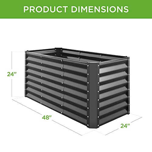 Best Choice Products 4x2x2ft Outdoor Metal Raised Garden Bed, Deep Root Planter Box for Vegetables, Flowers, Herbs, and Succulents w/ 119 Gallon Capacity - Charcoal