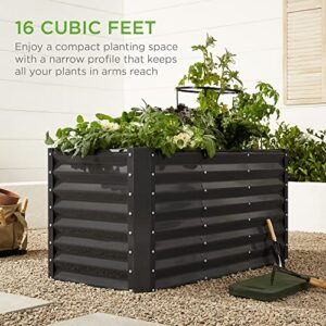 Best Choice Products 4x2x2ft Outdoor Metal Raised Garden Bed, Deep Root Planter Box for Vegetables, Flowers, Herbs, and Succulents w/ 119 Gallon Capacity - Charcoal