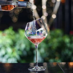 luxrify enhance your wine experience iridescent wine glasses - premium quality, unique design at rim, long stemware, hand-blown & perfect for wine lovers, colored stemware (set of 6)