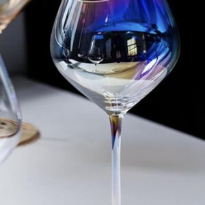 Luxrify Enhance Your Wine Experience Iridescent Wine Glasses - Premium Quality, Unique Design at Rim, Long Stemware, Hand-Blown & Perfect for Wine Lovers, Colored Stemware (Set Of 4)