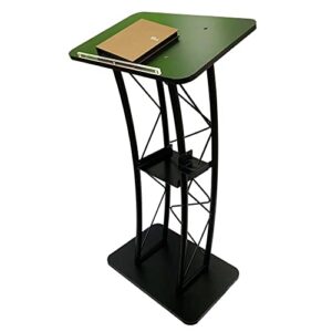 Metal Black Podium Pulpit Lectern for Speeches Churches, Opening Ceremonies, Celebrations 47inch Height Metal Black Podium Curved Podium