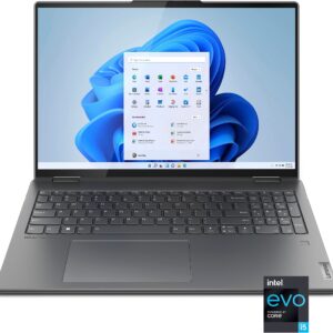 Lenovo Yoga 7i 16 inch 2.5K Touchscreen (2560 x 1600) 2-in-1 Convertible Laptop Computer, Intel Evo Platform, Core i5-1240P, 8GB Memory, 256GB SSD, Backlit Keyboard, Storm Grey (Renewed)