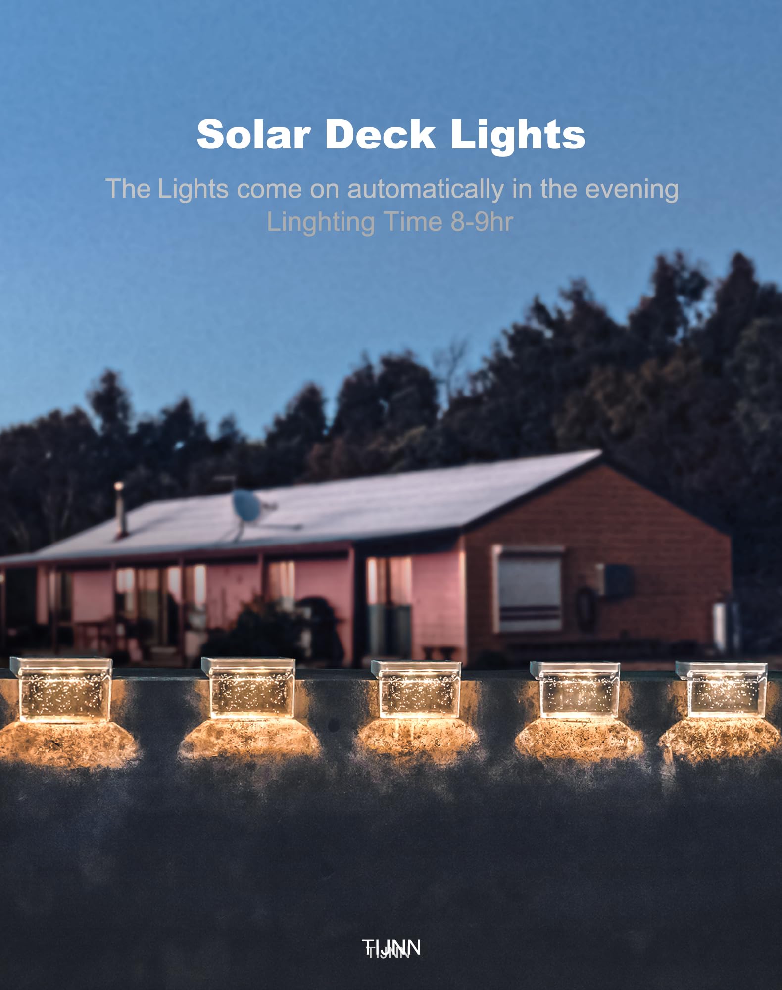 TIJNN Solar Deck Lights， Outdoor Lighting Backyard Decoration Outdoor Deck Light, Garden Post Fence Step Light- 12 Pack