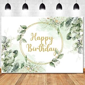 greenery succulent and eucalyptus leaves photography backdrop bloom eucalyptus leaves photo background for happy birthday party decoration cake table banner supplies 7x5ft