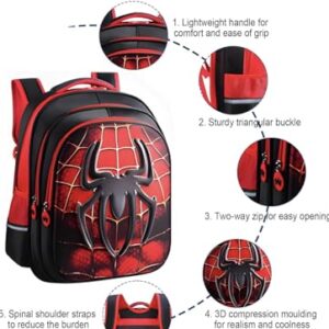 EFBJIXY Kids Backpack Spider Bookbags Boys Schoolbag With Lightweight Water Resistant (red black)