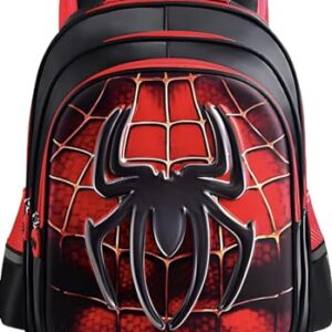 EFBJIXY Kids Backpack Spider Bookbags Boys Schoolbag With Lightweight Water Resistant (red black)