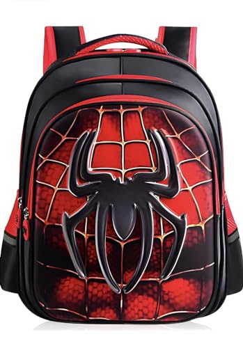 EFBJIXY Kids Backpack Spider Bookbags Boys Schoolbag With Lightweight Water Resistant (red black)