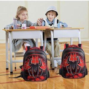 EFBJIXY Kids Backpack Spider Bookbags Boys Schoolbag With Lightweight Water Resistant (red black)