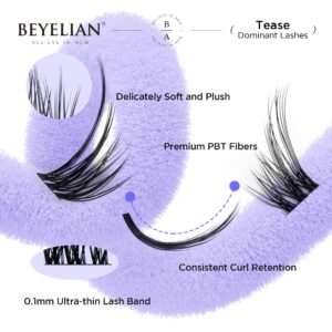 BEYELIAN Lash Clusters, 72 Pcs Individual Cluster Lashes, 10-16mm DIY Eyelash Extension Super Thin Band Resuable Soft Glue Bonded Lash Extensions (504 and 505 Mix Black Band)