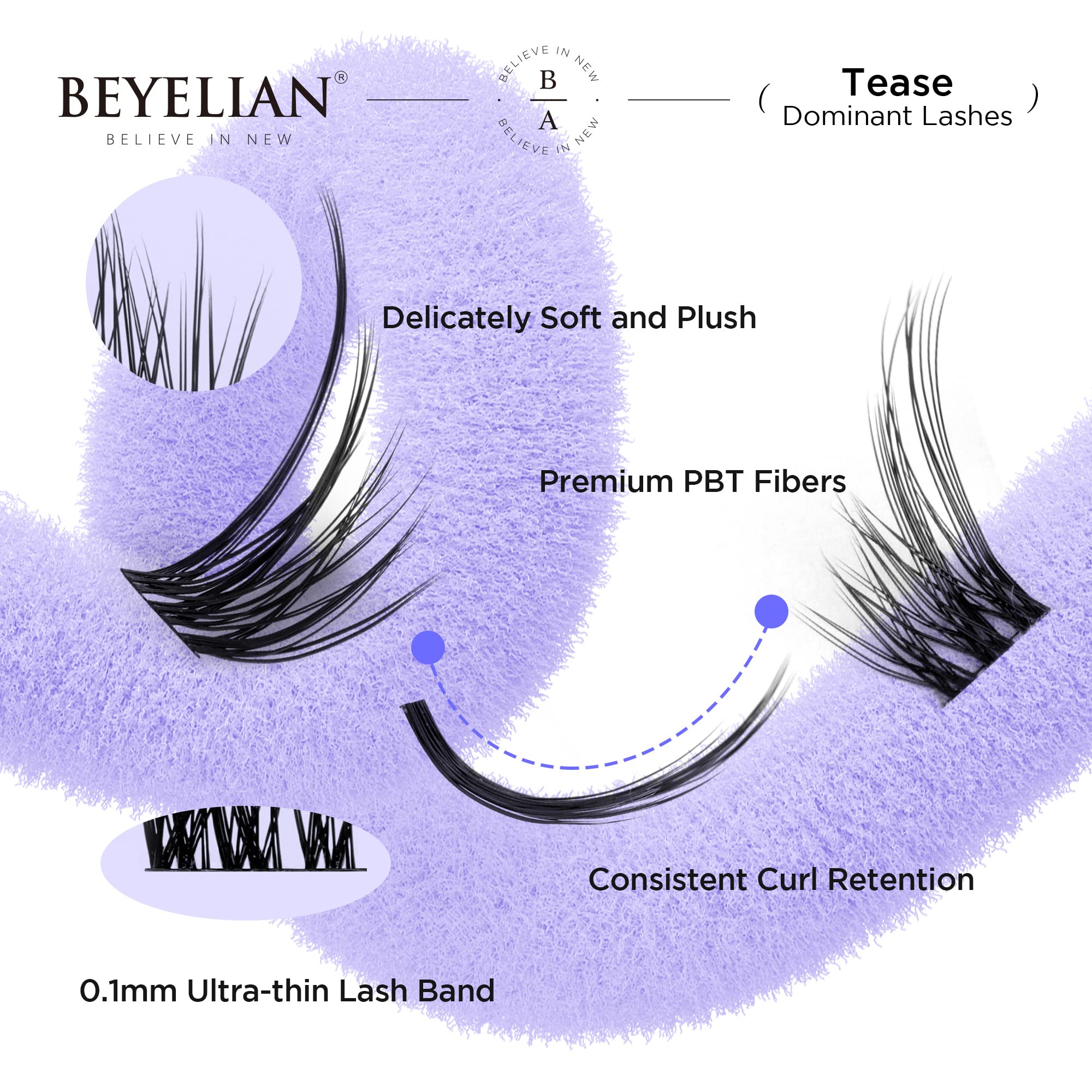 BEYELIAN Lash Clusters, 72 Pcs Individual Cluster Lashes, 10-16mm DIY Eyelash Extension Super Thin Band Resuable Soft Glue Bonded Lash Extensions (504 and 505 Mix Black Band)