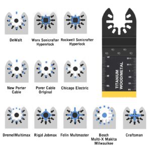 AIFICUT 26pcs Oscillating Saw Blades Titanium Multitool Blades for Wood Plastics Metal oscillating Tool Blades Kits Fit Rockwell Ridgid Ryobi Milwaukee Chicago Craftsman Dewalt