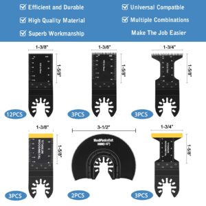 AIFICUT 26pcs Oscillating Saw Blades Titanium Multitool Blades for Wood Plastics Metal oscillating Tool Blades Kits Fit Rockwell Ridgid Ryobi Milwaukee Chicago Craftsman Dewalt