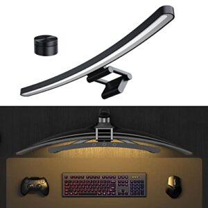 lymax curved monitor light bar: led computer desk lamp,monitor lamp with remote,usb screen light,no glare task lamp,eye caring computer light,clip on keyboard light for home office meeting gaming