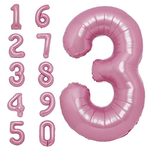 Huge Macaron Pink Number 3 Balloon Pink 3rd Birthday Party Supplies Decors for Girl Giant 3 Balloon 3 Years Old Balloon Anniversary Party Decors Digital Balloons Decor Theme Party Supplies Photo Shoot