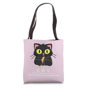 prescription for happiness funny black cat design cat owners tote bag