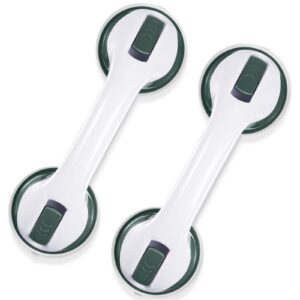 grab bars for bathtubs and showers, strong hold suction cup handle (2 pack) - green