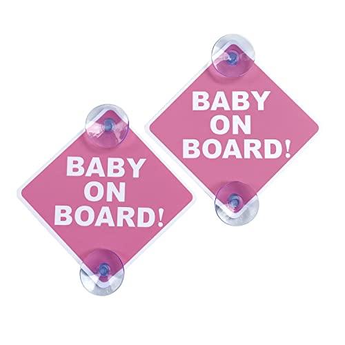 WZCNDIDI Baby on Car Sticker for Cars 2PCS with Suction Cups, (Pink)