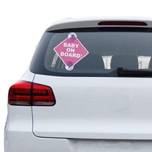 WZCNDIDI Baby on Car Sticker for Cars 2PCS with Suction Cups, (Pink)