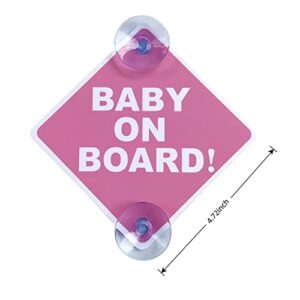 WZCNDIDI Baby on Car Sticker for Cars 2PCS with Suction Cups, (Pink)