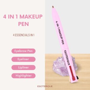 ESOTERIQUE 4 in 1 Makeup Pen, Eyeliner, Lip Liner, Brow Pencil, and Highlighter in One Pencil, Easy-To-Apply and Compact for Travel - Cruelty-Free & Vegan, Shade 03