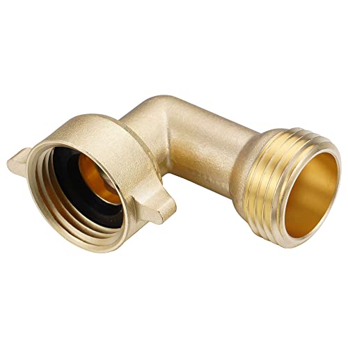 VOLTORB 90-Degree Hose Elbow 3/4" Garden Hose Connector Solid Brass Adapter for RV Water Intake, Outdoor Water Conntection, 2-Pack