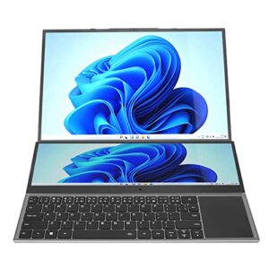 rosvola 16in 14in dual screen laptop, 8gb ddr4 ram dual screen laptop computer 128gb pcie nvme m.2 ssd for office (us plug)
