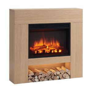 legendflame® georgia electric fireplace with 37" mantel surround and jaden 23" insert, natural oak finish