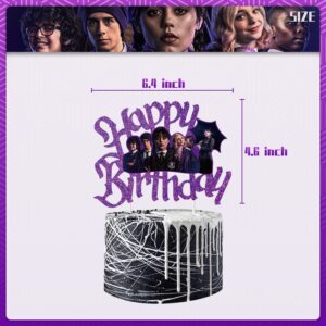 32Pcs Wednesday Party Supplies Addams Sparkling Cake Topper Cupcake Decoration Balloons Banner Backdrop For Birthday