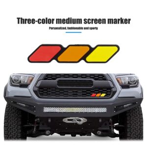 Dewkou Pack-1 Tri-Color Grille Decor Badge, Car Decoration Accessories for Toyota 4Runner Tacoma Tundra & Other Mesh or Slotted Grille (Yellow & Orange & Red)