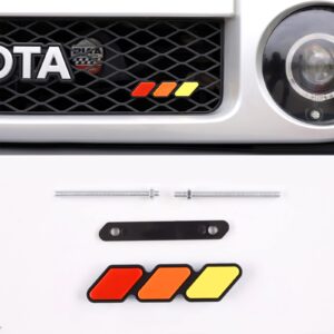 Dewkou Pack-1 Tri-Color Grille Decor Badge, Car Decoration Accessories for Toyota 4Runner Tacoma Tundra & Other Mesh or Slotted Grille (Yellow & Orange & Red)