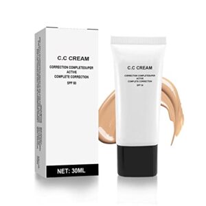 nvleptap cc cream spf 43 - self-adjusting, moisturizing & brightening for mature skin, natural color, primer & concealer