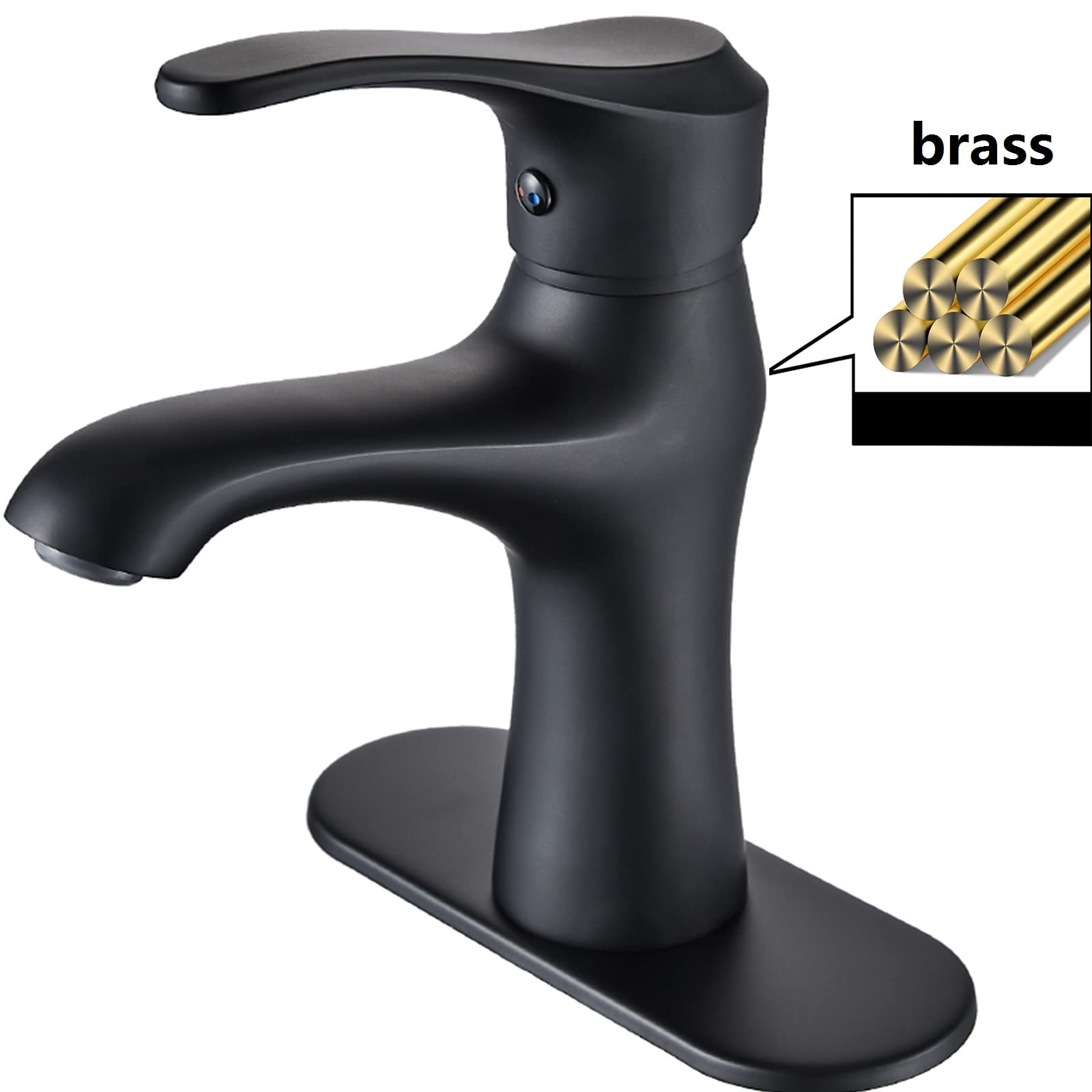 Black Bathroom Faucet Single Hole Bathroom Sink Faucet Matte Black Bathroom Faucet Single Handle Wash Basin Faucet Modern RV Faucet with pop-up Drain Suitable for 1 Hole or 3 Hole (Black, Short)