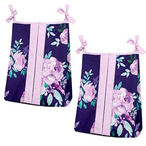 tanofar diaper organizer girls, 2pcs diaper stacker, caddy organizer easy access & dustproof diaper bag portable hand, purple flower