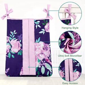 TANOFAR Diaper Organizer Girls, 2pcs Diaper Stacker, Caddy Organizer Easy Access & Dustproof Diaper Bag Portable Hand, Purple Flower