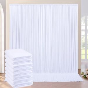 40ft×10ft wrinkle free white backdrop curtain for wedding party, 8 panels 5×10ft thick silky polyester photo backdrop drapes curtains for parties birthday baby shower baptism photography home decor