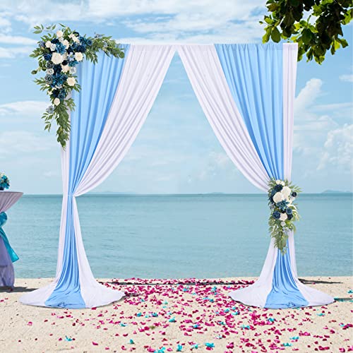 40ft×10ft Wrinkle Free White Backdrop Curtain for Wedding Party, 8 Panels 5×10ft Thick Silky Polyester Photo Backdrop Drapes Curtains for Parties Birthday Baby Shower Baptism Photography Home Decor