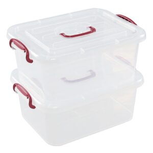 bblina 2 packs 8 liters clear storage boxes, plastic latching container tote with lids