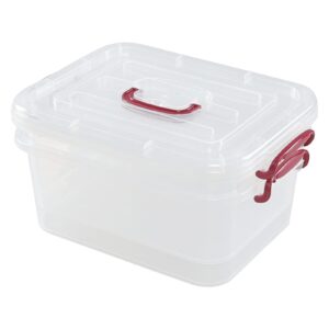 Bblina 2 Packs 8 Liters Clear Storage Boxes, Plastic Latching Container Tote with Lids