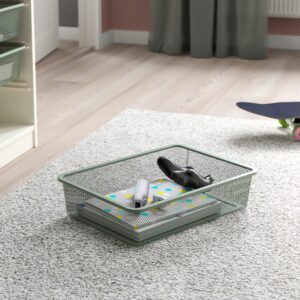 Ikea TROFAST mesh storage box, 42x30x10 cm, light green-grey