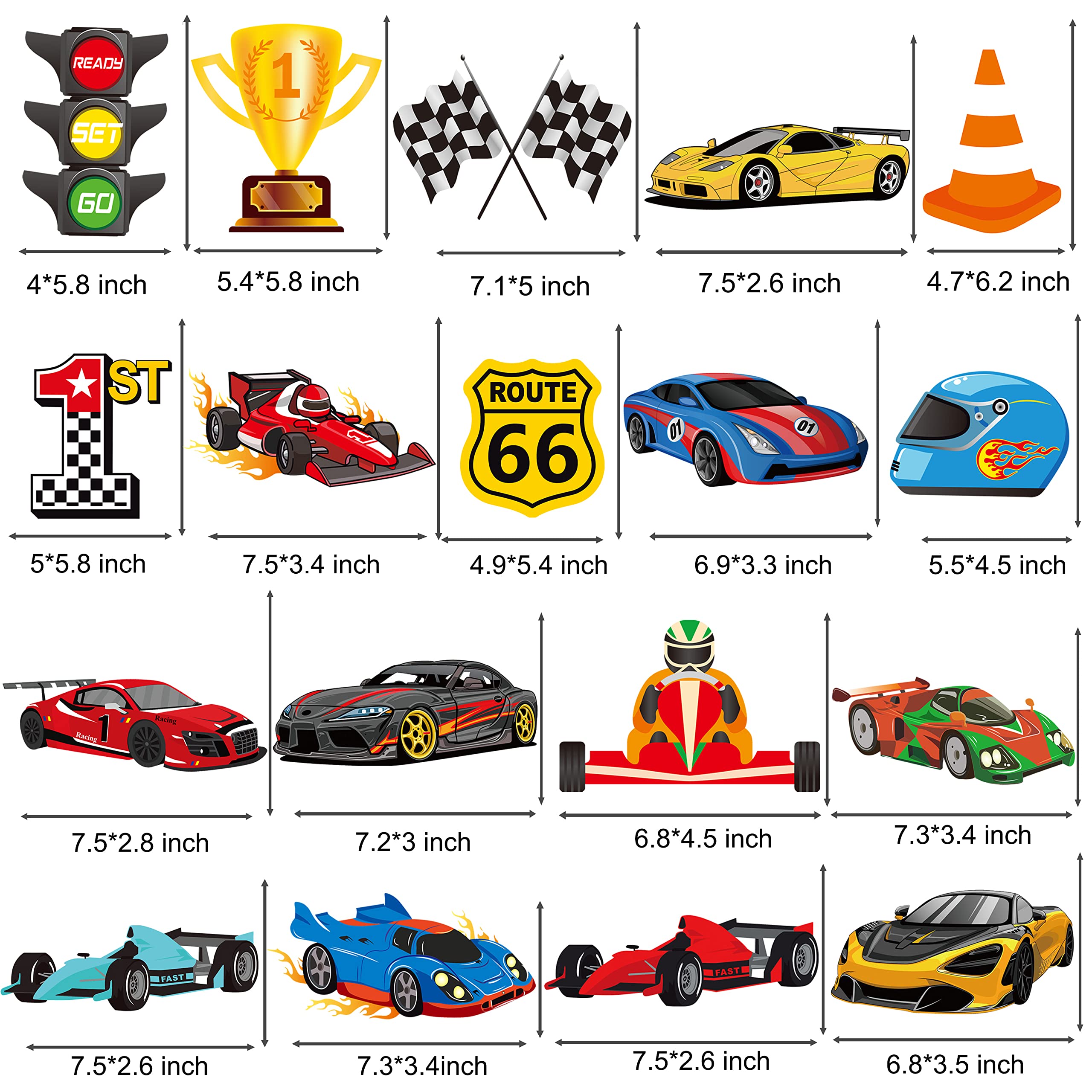 20 Pcs Race Car Hanging Swirl Decorations Racing Birthday Party Decorations Checkered Flags Racing Swirls Ceiling Decor for Boys Let's Go Racing Birthday Party Supplies