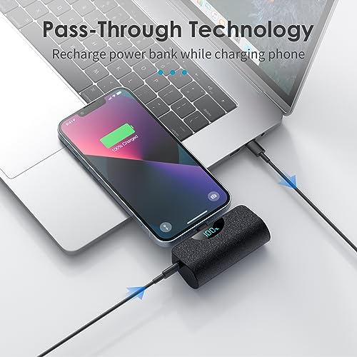 [2 Pack] Small Portable Charger 5200mAh for iPhone,Ultra Compact PD Fast Charging Power Bank,LCD Display Mini Battery Pack Compatible with iPhone 14/14 Pro Max/13/13 Pro Max/12/12 Pro/11/XR/X/8/7 etc