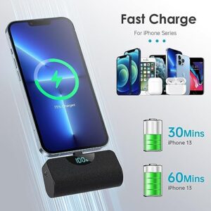 [2 Pack] Small Portable Charger 5200mAh for iPhone,Ultra Compact PD Fast Charging Power Bank,LCD Display Mini Battery Pack Compatible with iPhone 14/14 Pro Max/13/13 Pro Max/12/12 Pro/11/XR/X/8/7 etc