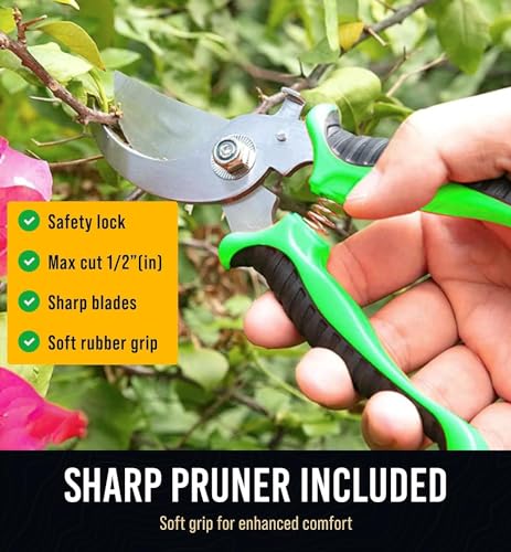 Heavy Duty Garden Tools 10 Pieces Set - Rust Proof, Durable Gardening Supplies Gifts for Women Men Mom or Dad - Ergonomic Gardening Hand Tools - Garden Gifts for Mom and Dad