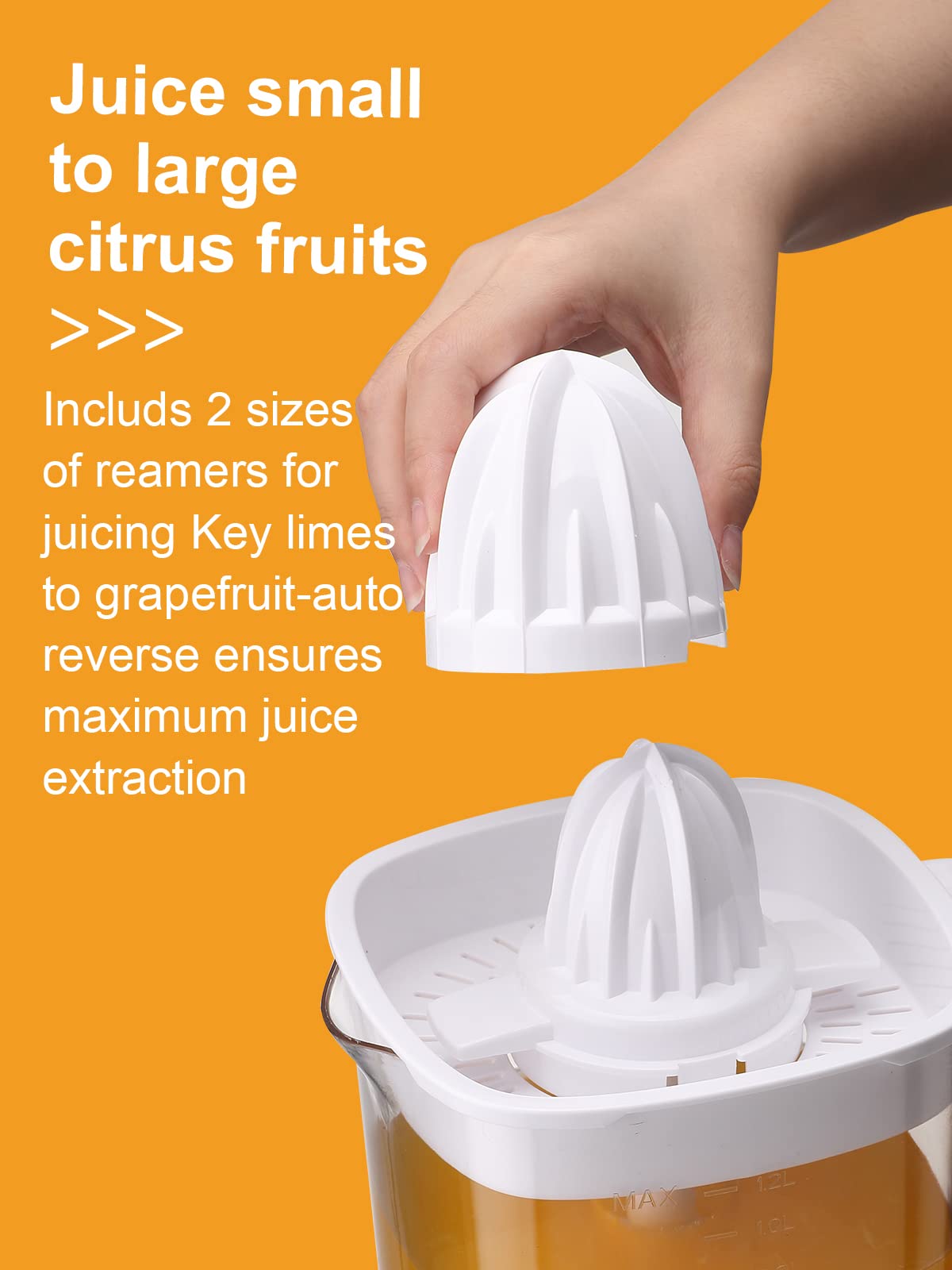 Homeleader Electric Citrus Juicer, Lemon Squeezer with Powerful Motor and LED Working Lamp, Orange Juicer for Grapefruits, Orange and Lemon-White, 1.2L