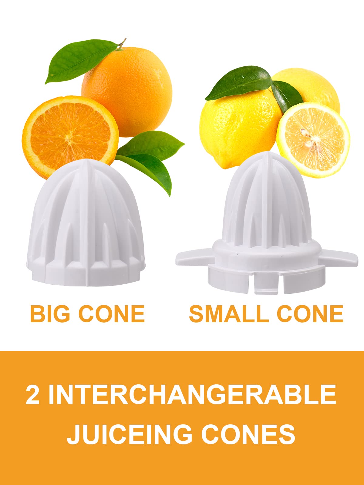 Homeleader Electric Citrus Juicer, Lemon Squeezer with Powerful Motor and LED Working Lamp, Orange Juicer for Grapefruits, Orange and Lemon-White, 1.2L