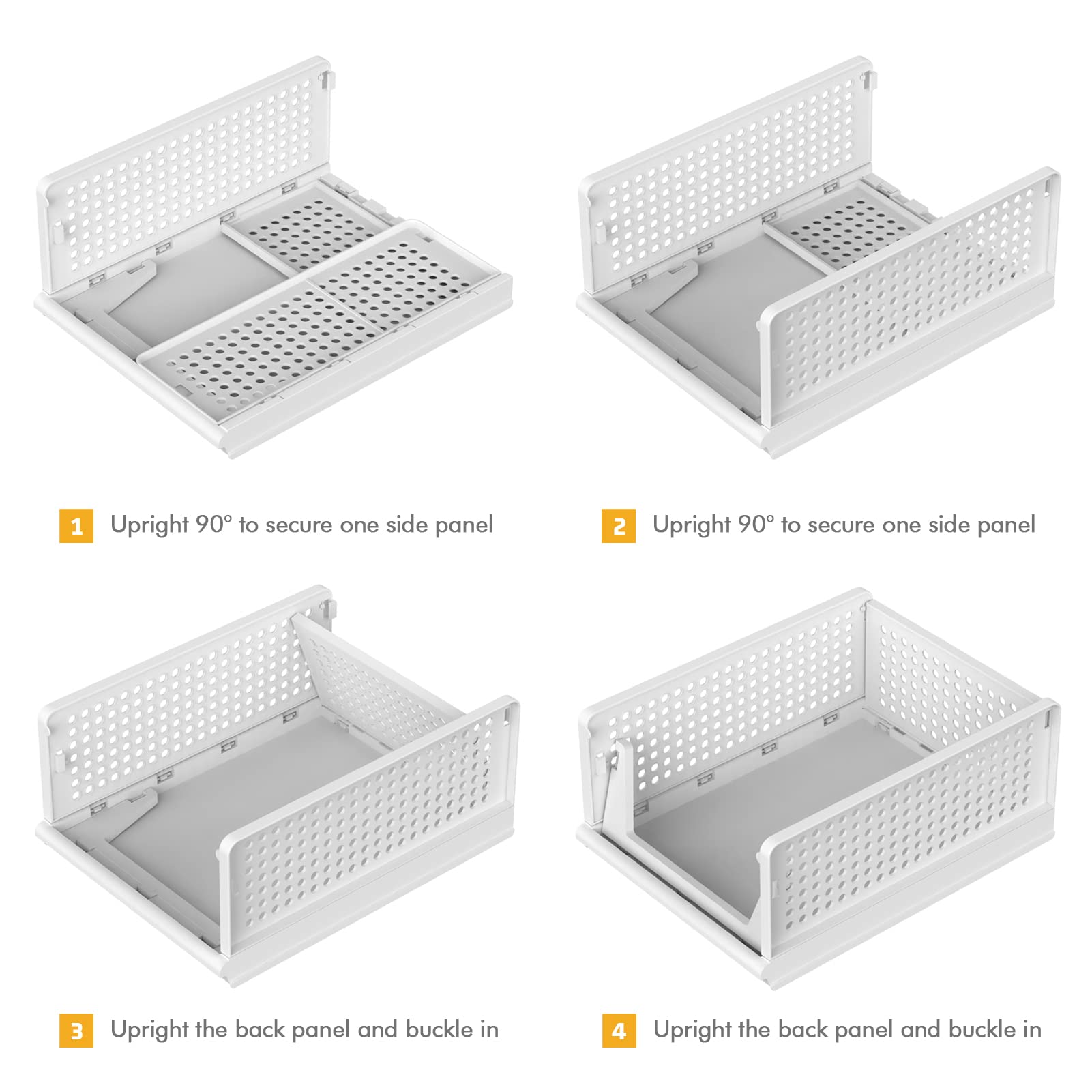 UAK 4 Pack Stackable Plastic Storage Basket for Closet Wardrobe Organizer and Storage Bin Sweater Drawer Shelf Storage Container for Cupboard Kitchen Bathroom Office Bedroom (4L)