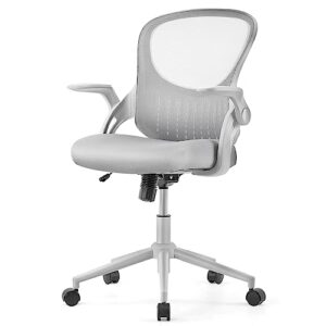 office chair ergonomic home office desk chair mesh computer chair height adjustable executive chair task chair with armrests flip-up,grey