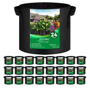 jnyong 24-pack 3 gallon thickened non-woven grow bags, aeration fabric pots with handles